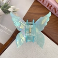Pince à cheveux papillon bleu clair irisé avec finition brillante pour coiffure élégante - Vert menthe