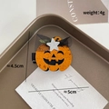 Halloween orange sequin pumpkin hair clip with black mesh for kids party dress up - Orange Sequin Pumpkin Black Gauze Star Decor (968-29)