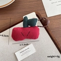 Forest style red plush cherry hair clip for girls with 3D padded fabric and brown elastic - 13-Green Leaf Apple Hair Tie