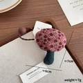 Floral pink mushroom hair tie with elastic band and brown bead for girls - 14-Mushroom Hair Tie