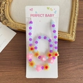 Set de joyería de flores acrílicas pastel con cuentas moradas y azules para niñas - Azul y Púrpura