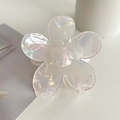 Pince à cheveux fleur blanche irisée avec design à 5 pétales pour un style élégant - Blanc