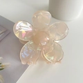 Pince à cheveux fleur jaune crème élégante avec finition nacrée pour femmes - Jaune