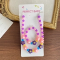Conjunto de joyas de flores acrílicas con cuentas de colores para niñas pequeñas - Rosa Púrpura