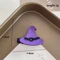 Purple felt wizard hat hair clip for Halloween parties with black metal duckbill grip - Purple Felt Wizard Hat Black Belt (968-32)