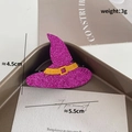 Sparkly purple wizard hat hair clip for Halloween party outfits with yellow buckle detail - Purple Glitter Wizard Hat Yellow Buckle (968-33)