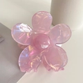 Pince à cheveux fleur rose irisée avec finition holographique pour coiffure de femmes - Violet