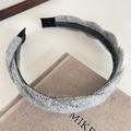 Serre-tête en tricot torsadé gris avec doublure antidérapante pour l'hiver - Gris