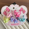Set de 5 gomas para el pelo infantiles con lindos ositos de resina 3D con estampado de lunares - Estilo de Cabeza de Dibujo Animado