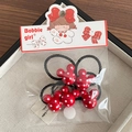 Red polka dot mouse head shaped hair ties for girls with high elastic black rope - Mouse Head (5 Pieces/Pack) / Red Polka Dot