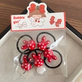 Set di 5 elastici per capelli a pois rossi con orecchie di coniglio e decori in resina - Coniglio