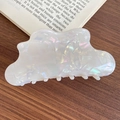 Molla per capelli a nuvola iridescente bianco perla con design a onde per acconciature - Nuvola Bianca