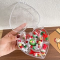 Kids Christmas jewelry gift set with Santa hair clips and beads in a heart case - Green Rabbit