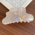 Pinza per capelli a nuvola cangiante con finitura perlata rosa e verde opalescente - Nuvola Gialla