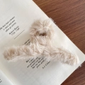 Pinza de pelo minimalista de peluche beige en piel sintética suave para peinados de otoño - Caqui