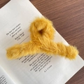 Pince à cheveux en peluche jaune vif pour chignon, design élégant et doux - Jaune Gingembre