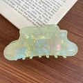 Iridescent light green cloud-shaped hair claw clip with pearlescent acetate finish - Green Cloud