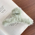 Pince à cheveux en peluche vert menthe avec fausse fourrure douce pour coiffures d'hiver - Vert