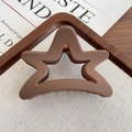 Matte dark brown star-shaped hair claw clip made of resin for minimalist hair styling - Matte Coffee