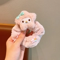 Pink plush scrunchie with cute star character and cartoon bow hair accessory - Cartoon Star Style(X888) / Pink