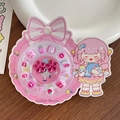 Coffret d'ongles cartoon pour enfants avec clips fleurs roses et ours - Fleur Rose (Lotso)