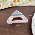 Pink plaid shark clip with cherry pattern and blue bows for hairstyling, 7.6cm - Pink Plaid Triangle (X679-3)