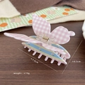 Pince à cheveux papillon à carreaux roses avec motifs floraux pour femmes 7.6cm - Papillon à Carreaux Rose (X679-7)