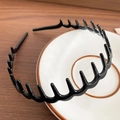 Cerchietto nero lucido a forma di onda con denti per lo styling dei capelli - Nero