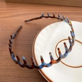 Dual-use tortoiseshell acetate headband with teeth in blue and brown marble finish - Blue-Brown