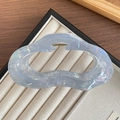 Iridescent light blue hollow resin claw clip for thick hair with gold spring detail - Blue