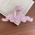 Pinza para el pelo ondulada rosa irisado de acrílico con acabado perlado y muelle de metal - Morado