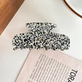 Pince à cheveux élégante en acétate avec motif de vache rétro noir et blanc français - Points Noirs et Blancs
