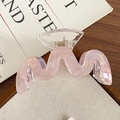 Regenbogenfarbene Haarklammer in Rosa mit Wellendesign und transparentem Griff - Rosa