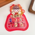 Red press-on nails with cute cartoon heart and cherry patterns for kids girl - 1-Red Apple