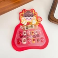 Short square press-on nails for kids with festive red lion dance and fortune designs - 6-Red Little Snake