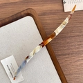 French retro acetate hair pin with marble texture and golden handmade lettering - 7-Blue White Brown