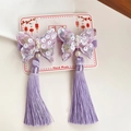 Fermagli per capelli cinesi a farfalla viola con paillettes e lunghe nappe per bambine - Viola