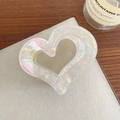 Molla per capelli a forma di cuore cangiante con sfumatura colorata e molla dorata - Bianco