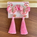 Barrettes papillon roses avec glands et clochettes dorées pour filles en hanfu - Papillon Rose