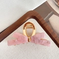 Eleganter Haarklammer-Bogen aus Acetat mit rosa Marmortextur und goldener Metallklammer - Taro-Lila