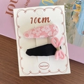 Set of 2 Korean style pink floral and black ribbon bow hair clips on display card - Pink Floral Print Style