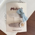 Set di fermagli per capelli bimba con fiocco in denim e fiori all uncinetto - Stile Fiocco Blu E Bottone (4-蓝色蝴蝶结发夹)