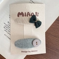 Set of two fabric hair clips with green bow and button details on a card - Dark Green Bow & Large Button Style (Dark Green Bow Hair Clip)