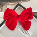 Barrette à cheveux avec nœud en velours rouge élégant de style princesse pour filles - Rouge