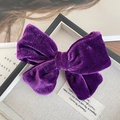 Elegant purple velvet bow hair clip with vintage texture and handmade design - Purple