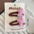 Barrettes à cheveux en tissu rose en forme d'étoile avec étiquette en cuir - Barrette Étoile
