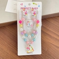 Set di gioielli unicorno con perline colorate, collana, orecchini e anello - Unicorno Cavallo di Legno - Collana E Orecchini A Clip E Anello