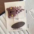 Set di fermagli per capelli orsetto marrone e pelle per bimba, 4x7cm e 2,5x6cm - Fermaglio Orso
