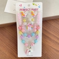 Set gioielli unicorno colorato con perline arcobaleno inclusi collana, bracciale e orecchini - Unicorno Rosa - Collana E Bracciale E Orecchini A Clip