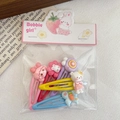 5-pack colorful candy color cartoon BB hair clips with bears and bows for girls - Floral Rabbit (3)